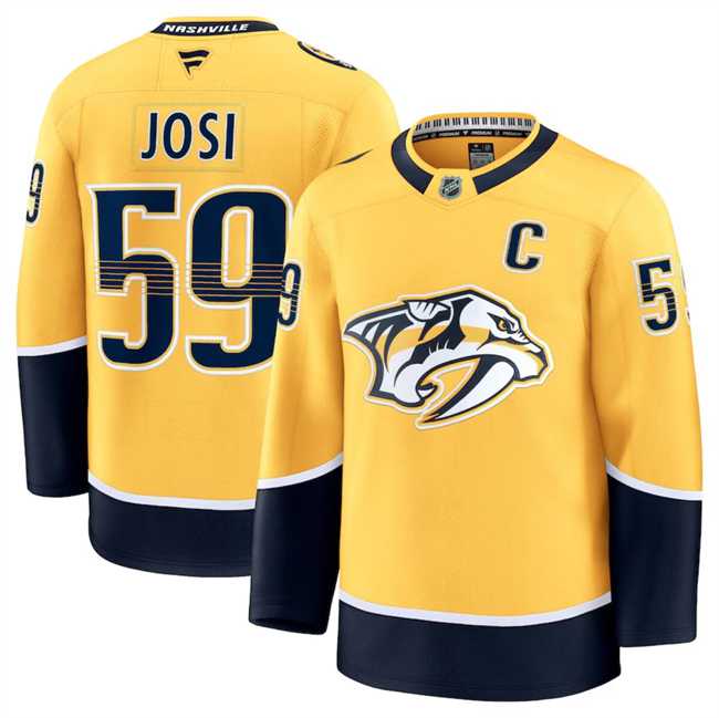 Men%27s Nashville Predators #59 Roman Josi Gold 2024-25 Home Stitched Hockey Jersey Dzhi